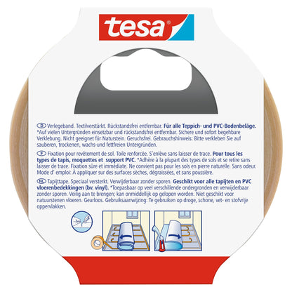 tesa 55731 Monteringstejp, kan avlägsnas utan att lämna rester, 10 m x 50 mm, vit-genomskinlig