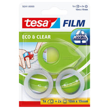 tesafilm mini-rullhållare + 2 rullar Eco Clear, grön