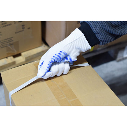 NITRAS stickade handskar, nylon/bomull, vit/blå