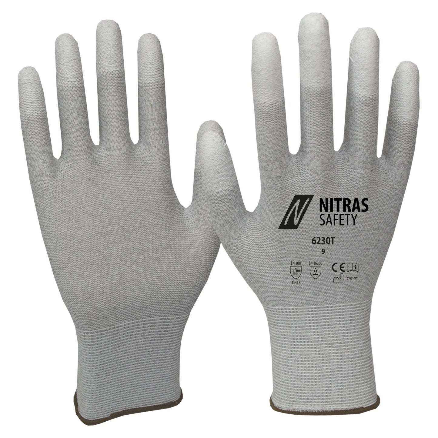 NITRAS antistatiska handskar, grå/vita