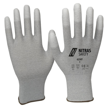NITRAS antistatiska handskar, grå/vita