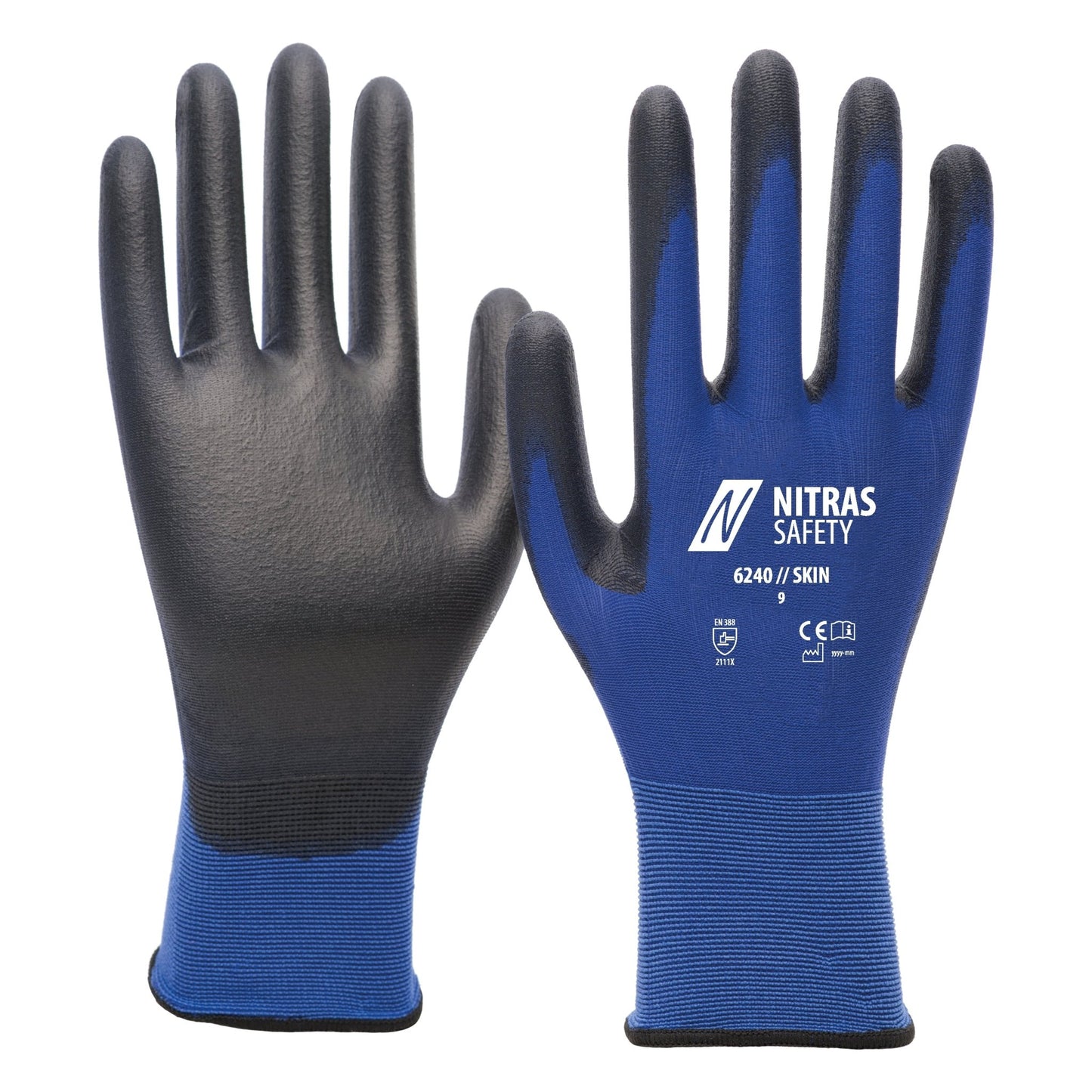 NITRAS SKIN, nylonhandskar, blå/svart