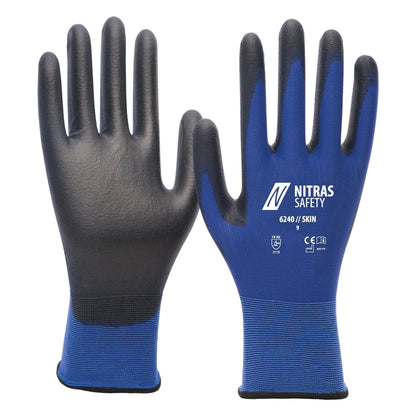 NITRAS SKIN, nylonhandskar, blå/svart