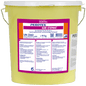 10 kg gul plastspann med DR.SCHNELL PEROTEX GR CONC, ett högalkaliskt diskmedel för kommersiella diskmaskiner, märkt på tyska med produktinformation och streckkod. Perfekt för storkök.