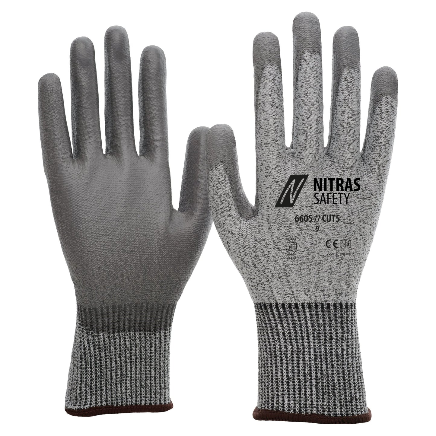 NITRAS CUT D, skärskyddshandskar, grå / grå