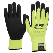 NITRAS TAEKI WINTER CUT, skärskyddshandskar, neongul/svart