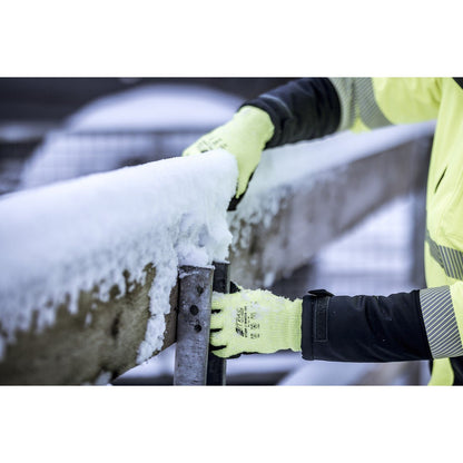 NITRAS TAEKI WINTER CUT, skärskyddshandskar, neongul/svart