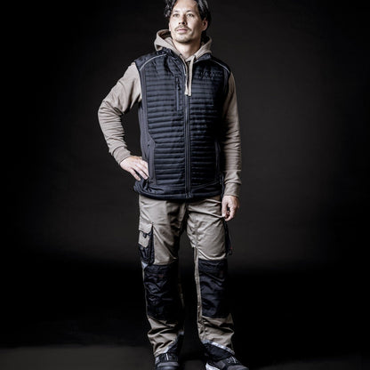 NITRAS MOTION TEX PLUS, quiltad softshellväst, svart