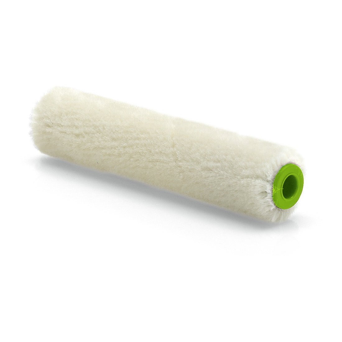 Nölle Profi Brush Velours Lackrulle 10 cm, Ø 17 mm, 4 mm lugg från Nölle Profi Brush Borst- & Penselteknik e.K. är en vit lackrulleöverdrag med fluffig textur och grön kärna, idealisk för släta ytor.