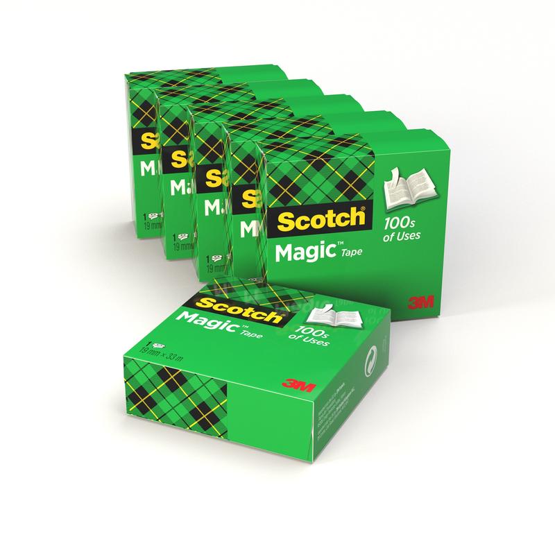 Scotch® Magic™ osynlig tejp, 6 rullar, 19 mm x 33 m | Förpackning (6 rullar)