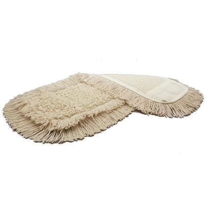 TASKI Multi Mop Special (5 st.) från Diversey Deutschland GmbH & Co. OHG är en beige, rektangulär rengöringsmopp med franskant – idealisk för professionell golvrengöring.