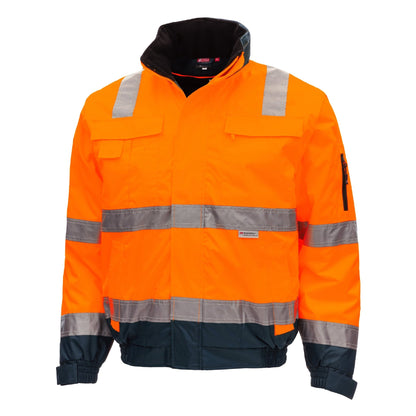 NITRAS MOTION TEX VIZ PLUS, pilotjacka med hög synlighet, neon orange/marinblå