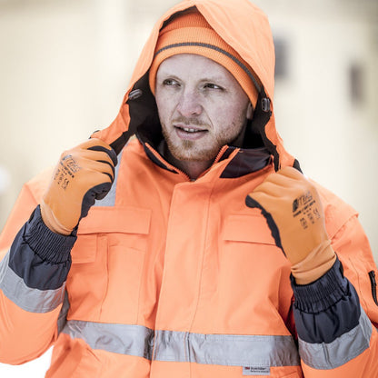 NITRAS MOTION TEX VIZ PLUS, pilotjacka med hög synlighet, neon orange/marinblå