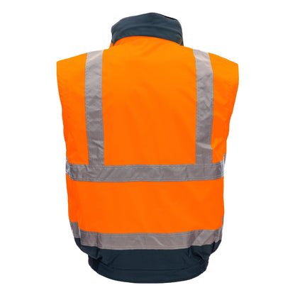 NITRAS MOTION TEX VIZ PLUS, pilotjacka med hög synlighet, neon orange/marinblå