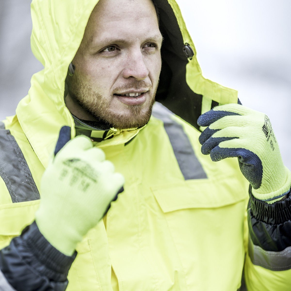 NITRAS avtagbar vinterhuva, neongul, OEKO-TEX polyester: 100% | Förpackning (1 st)