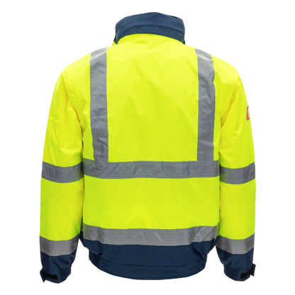 NITRAS MOTION TEX VIZ PLUS, pilotjacka med hög synlighet, neongul/marinblå