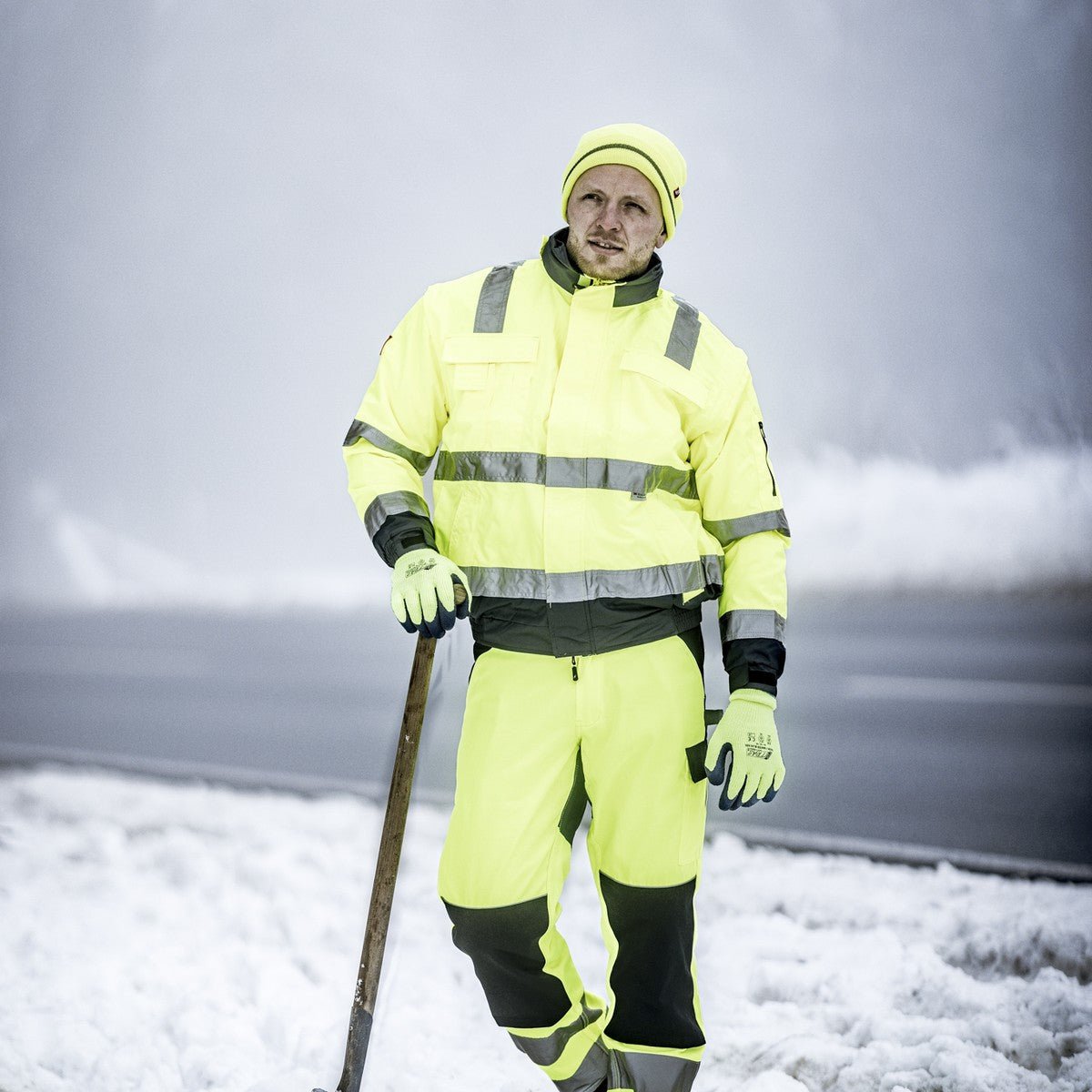 NITRAS MOTION TEX VIZ PLUS, pilotjacka med hög synlighet, neongul/marinblå