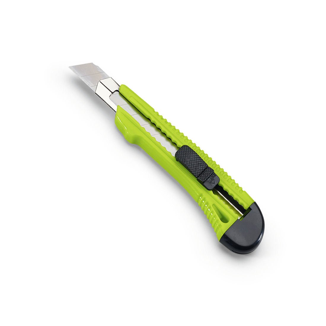 Den Nölle Profi Brush brytkniv med metallstyrning från Nölle Profi Brush borst- och penselteknik e.K., i grön-svart design med indragbart segmentblad, är avbildad på vit bakgrund.