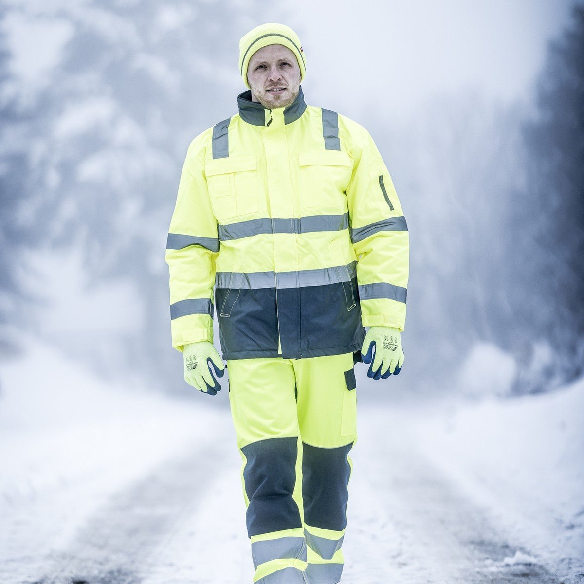 NITRAS MOTION TEX VIZ, synlig parkas, neongul/marinblå