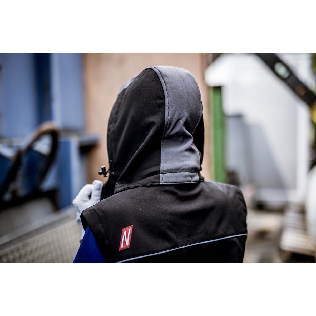 NITRAS avtagbar huva, grå/svart, OEKO-TEX polyester: 94%; Elastan: 6 % | Förpackning (1 st)