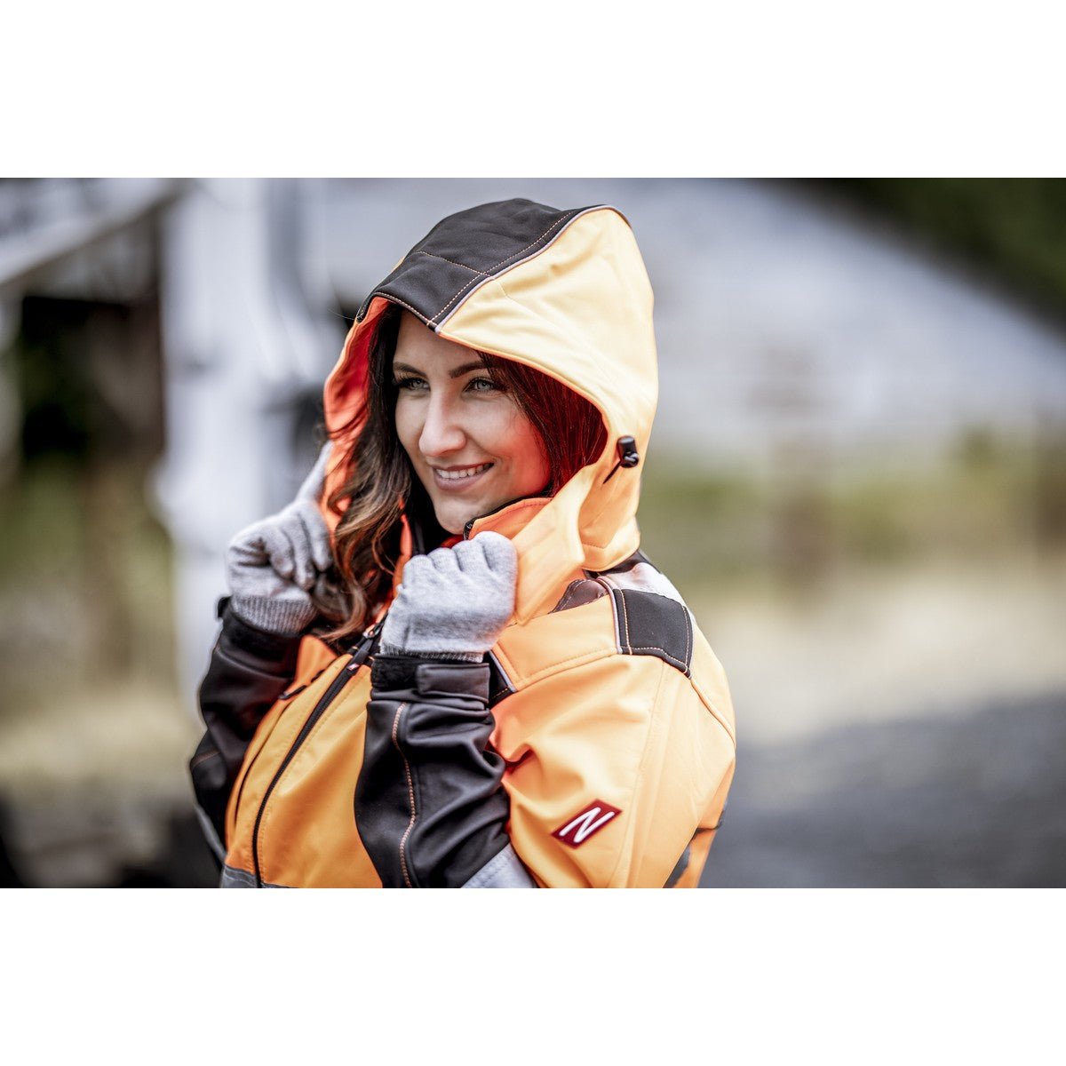 NITRAS avtagbar huva, neon orange / svart, OEKO-TEX polyester: 100% | Förpackning (1 st)