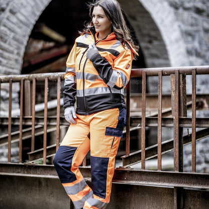 NITRAS MOTION TEX VIZ, softshelljacka med hög synlighet, neon orange/svart