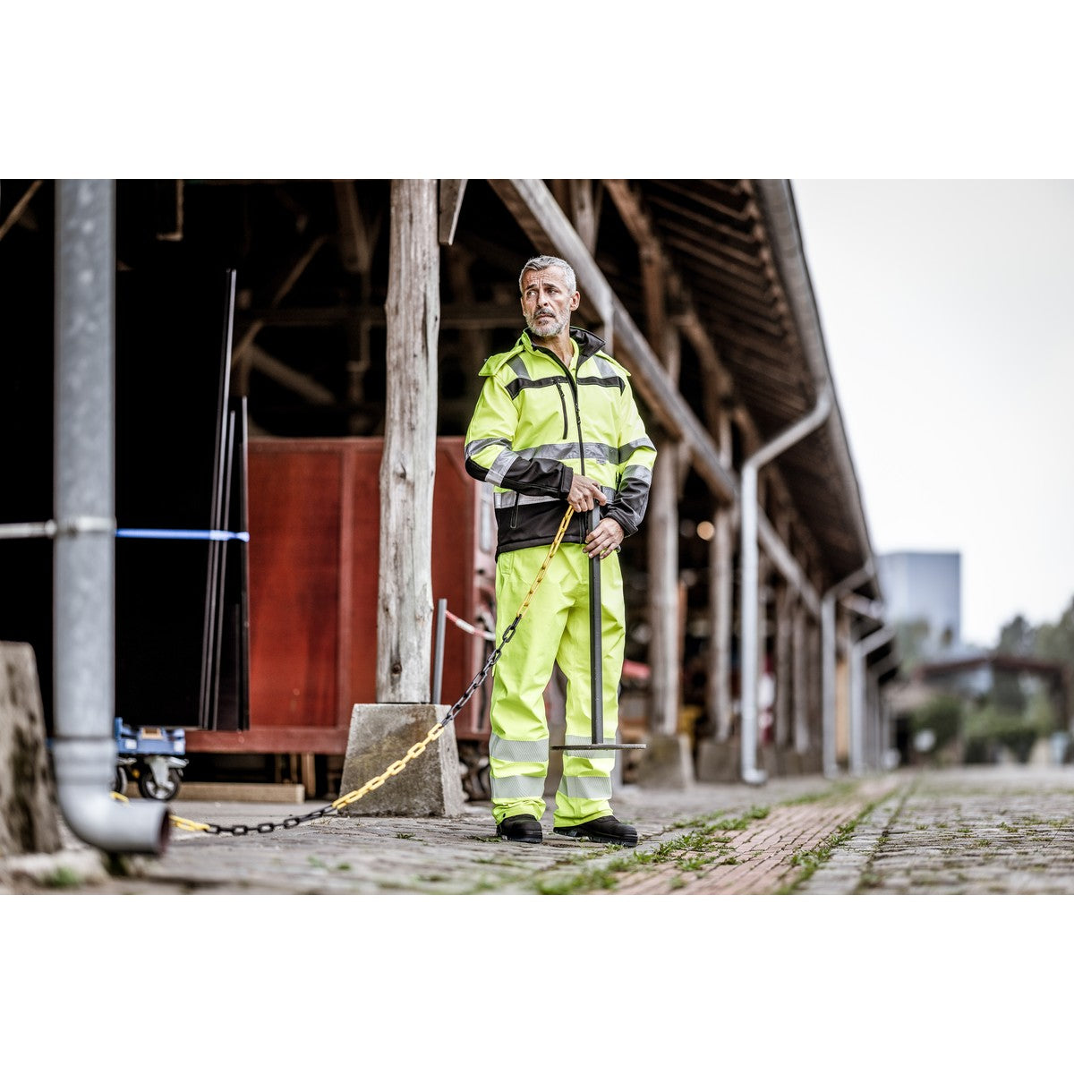 NITRAS MOTION TEX VIZ, softshelljacka med hög synlighet, neongul/svart