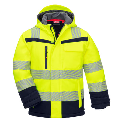 NITRAS MOTION TEX VIZ PLUS KIDS, vinterjacka med hög synlighet, neongul/marinblå