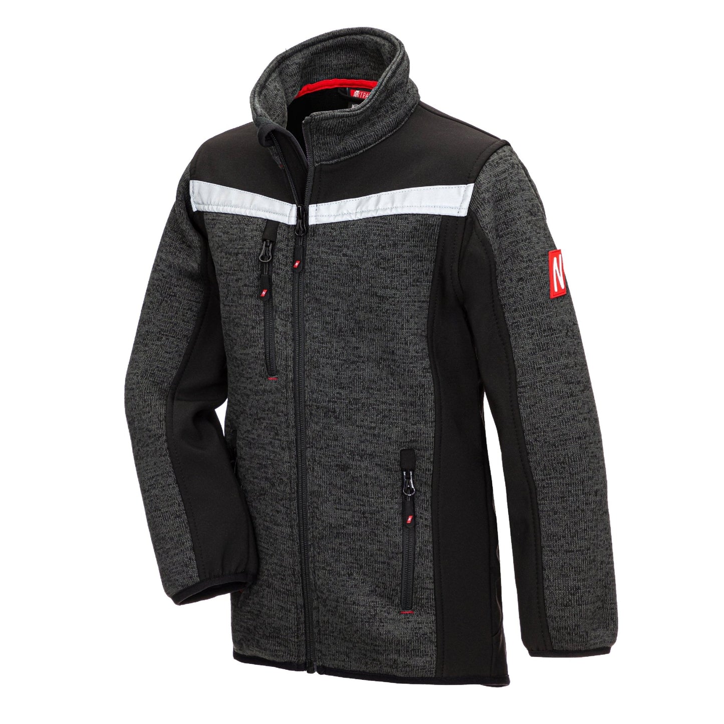 NITRAS MOTION TEX KIDS, stickad softshelljacka, svart