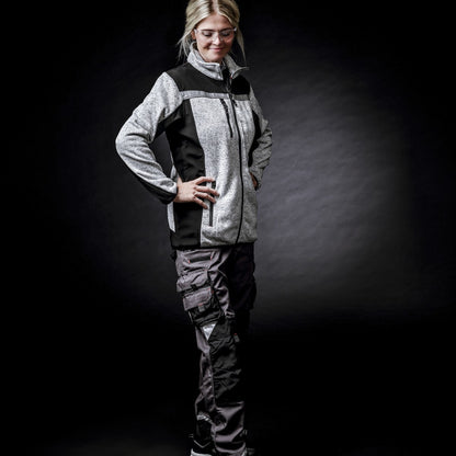 NITRAS MOTION TEX PLUS, stickad softshelljacka, ljusgrå/svart