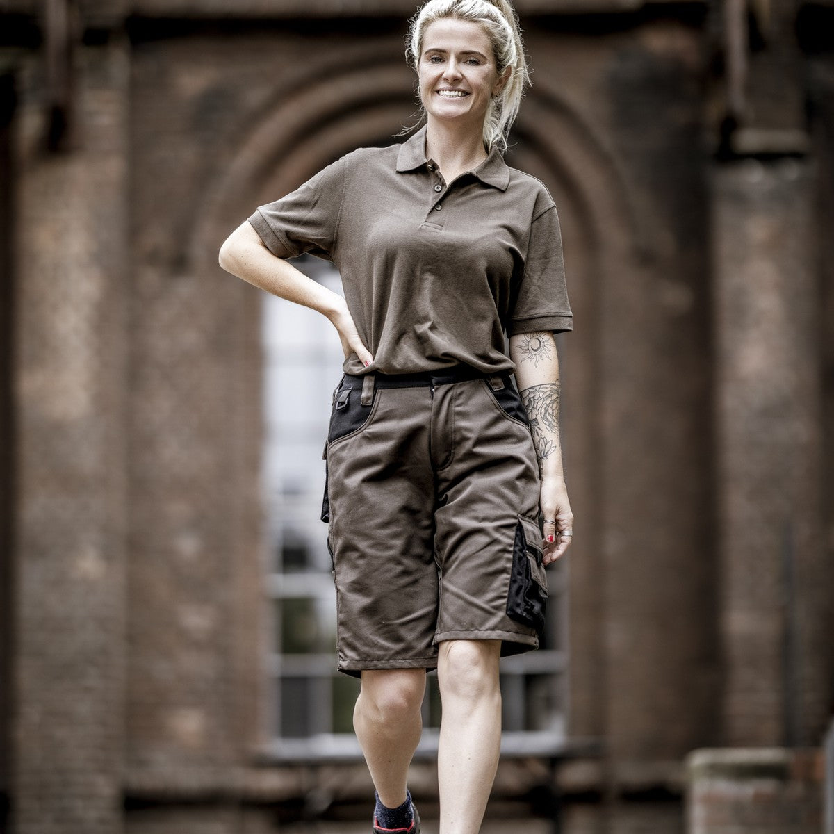 NITRAS MOTION TEX PLUS, arbetsbyxor, kort, brun/svart