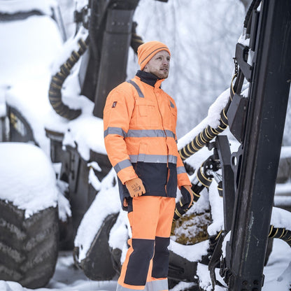 NITRAS MOTION TEX VIZ, synlig parkas, neon orange/marinblå