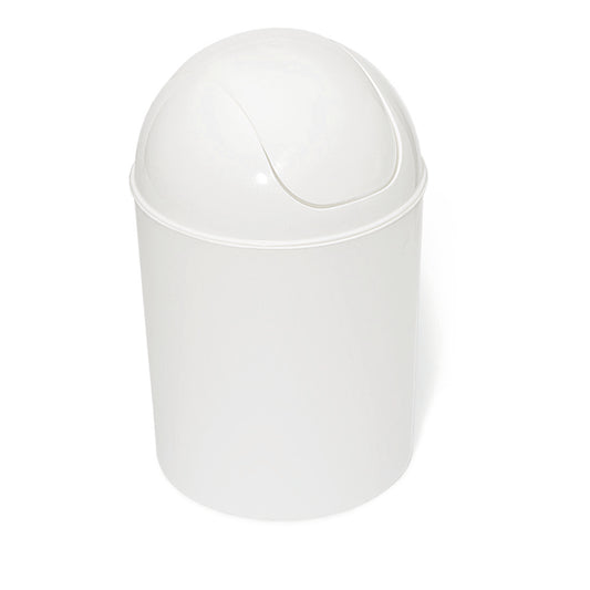 Ein Nölle Profi Brush Schwingdeckeleimer weiß der Marke Nölle Profi Brush Bürsten- & Pinseltechnik e.K. mit rundem Schwenkdeckel ist zur Abfallentsorgung vor schlichtem weißen Hintergrund abgebildet.