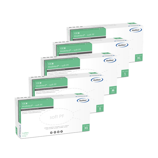 MaiMed-soft PF latex undersökningshandskar osterila puderfria 100 st/kartong