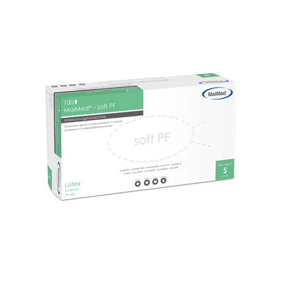 MaiMed-soft PF latex undersökningshandskar osterila puderfria 100 st/kartong