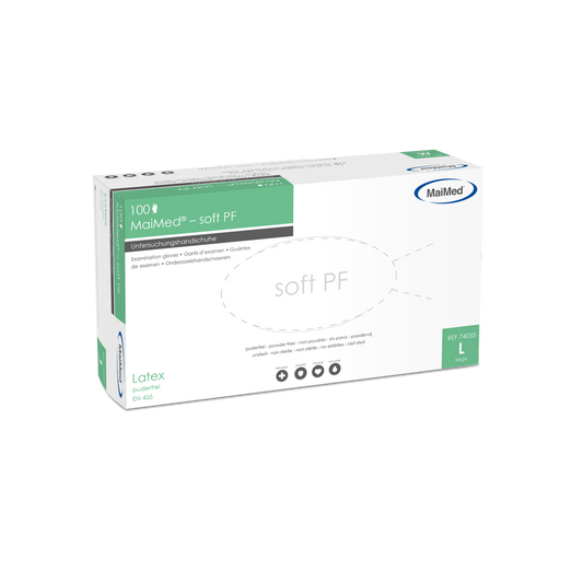 MaiMed-soft PF latex undersökningshandskar osterila puderfria 100 st/kartong