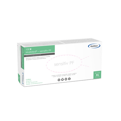 MaiMed-känsliga latexundersökningshandskar, icke-sterila, puderfria, 100 st/kartong