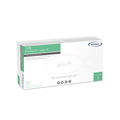 MaiMed-grip PF, icke-sterila, puderfria latexundersökningshandskar