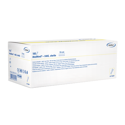 MaiMed - HMS steril munsänkare i trä, 15cm lång, 100x1 st. sterilförpackad | Box (100 stycken)