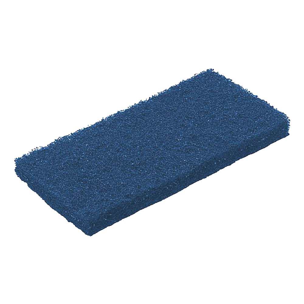 TASKI Jumbopads för kantstädningsutrustning från Diversey Deutschland GmbH & Co. OHG är rektangulära, mörkblå skrubbsvampar med strukturerad yta för effektiv rengöring, presenterade mot en vit bakgrund.