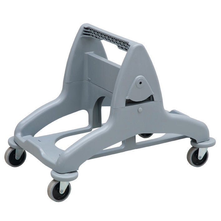 Det TASKI DuoMop tvåhinkssystemchassi från Diversey Deutschland GmbH & Co. OHG är ett grått plastchassi med fyra svängbara hjul och ett högt centralt handtag, idealiskt för manuell användning med stora behållare eller vid golvrengöringsuppgifter.