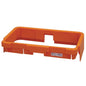 En orange TASKI Nano täckram (75-110L) från Diversey Deutschland GmbH & Co. OHG, designad för Nano tuchhinkshållare 75-110L (dubbelhållare 7518886), har slitsar, ett utskärning och en streckkodsetikett i ett hörn på vit bakgrund.