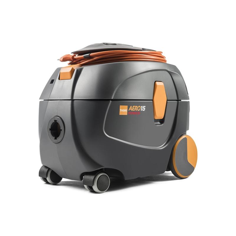 TASKI Aero 15 Power från Diversey Deutschland är en robust, tyst dammsugare med en extra stark 800W motor och orange accenter - idealisk för professionell rengöring. Förpackning: 1 styck.