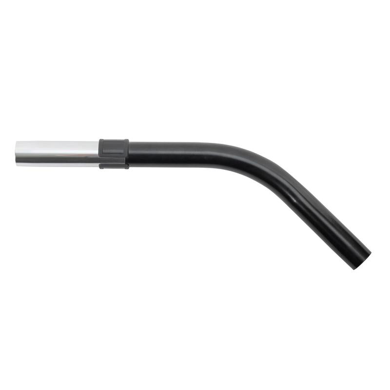 En svart-silver TASKI AERO metallrörböj, böjt metallrör för Aero dammsugare från Diversey Deutschland GmbH & Co. OHG (1 styck), fotograferad mot vit bakgrund.