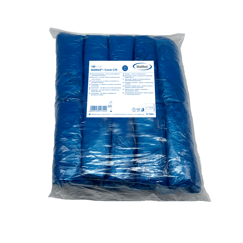 MaiMed-Cover CPE skoöverdrag Engångsskoöverdrag av CPE, blå, 100 st/förp. | Förpackning (100 stycken)