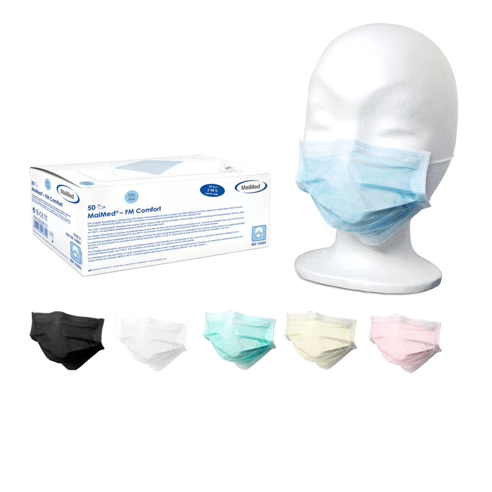 MaiMed-FM Comfort kirurgisk mask, icke-steril, 3-lagers, 50 st/kartong
