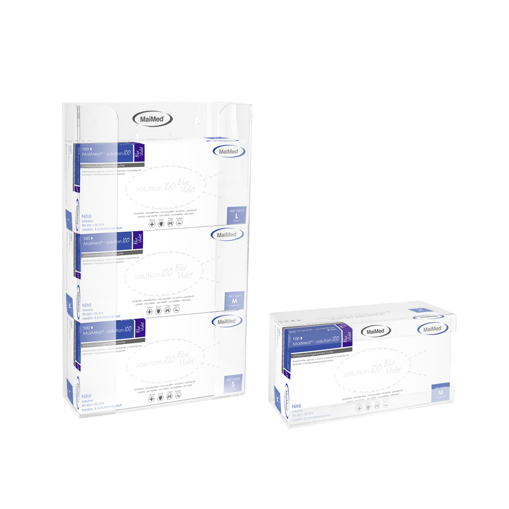 MaiMed vägghållare för handskfack med fjäder av akryl - mått: 246x106x135mm - förpackning om 1 | Förpackning (1 st)