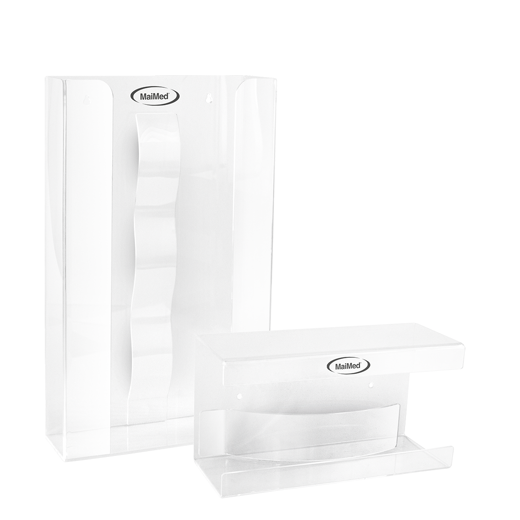 MaiMed vägghållare för handskfack med fjäder av akryl - mått: 246x106x135mm - förpackning om 1 | Förpackning (1 st)