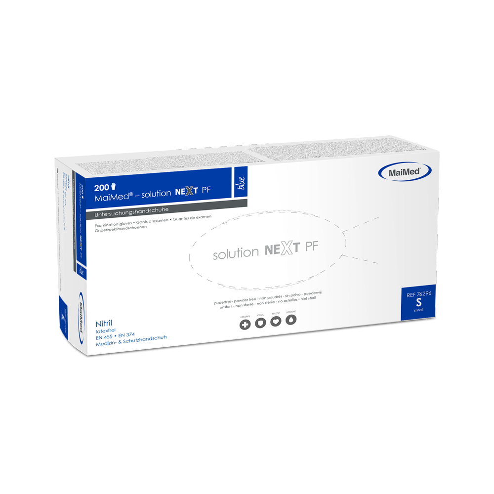 MaiMed-lösning nästa blå nitrilhandskar, icke-sterila, latexfria, 200 st/kartong