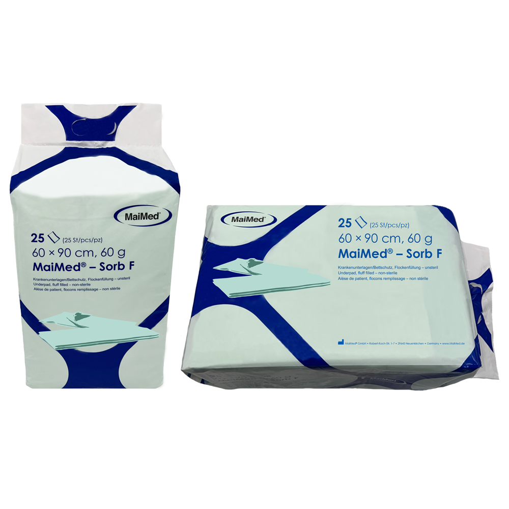 MaiMed-Sorb F journaler icke-sterila cellulosaflingor, 60x90cm, 60g, 4x25 st/kartong | Box (100 stycken)